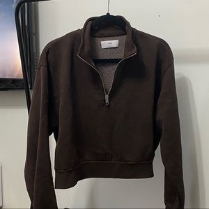 TNA Cropped Quarter Zip Sweater